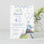  Locomotief Verjaardagsuitnodigingstrein Kinder Kaart (Staand voorkant)