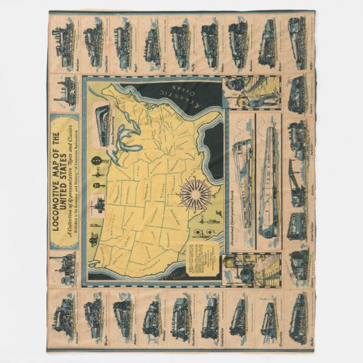Locomotiefkaart van de Verenigde Staten Fleece Deken (Voorkant)
