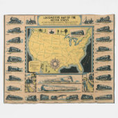 Locomotiefkaart van de Verenigde Staten Fleece Deken (Voorkant (Horizontaal))