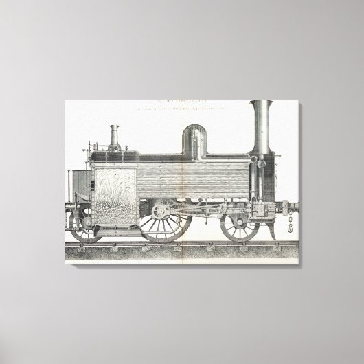 locomotiefmotor, gegraveerd door J.W. Lowry Canvas Afdruk (Voorkant)