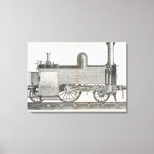 locomotiefmotor, gegraveerd door J.W. Lowry Canvas Afdruk