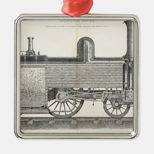 locomotiefmotor, gegraveerd door J.W. Lowry Metalen Ornament (Voorkant)