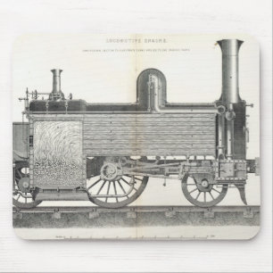locomotiefmotor, gegraveerd door J.W. Lowry Muismat