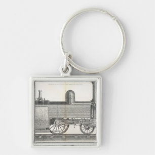 locomotiefmotor, gegraveerd door J.W. Lowry Sleutelhanger