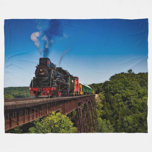 Locomotieftrein Fleece Deken (Voorkant (Horizontaal))