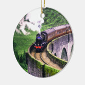 Locomotieftrein op brug keramisch ornament (Links)