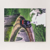 Locomotieftrein op brug legpuzzel (Horizontaal)