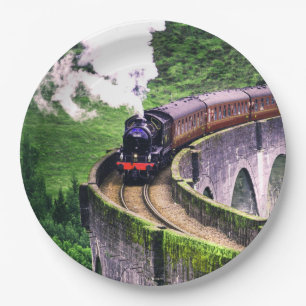 Locomotieftrein op brug papieren bordje