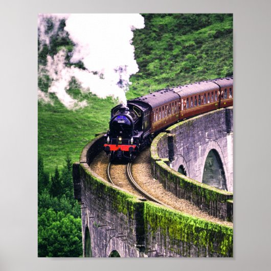 Locomotieftrein op brug poster (Voorkant)
