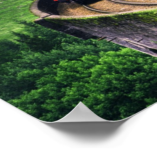 Locomotieftrein op brug poster (Hoek)