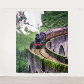 Locomotieftrein op brug wandkleed (Voorkant)