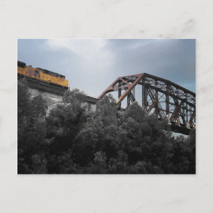 locomotieven die de brug over de thebes oversteken briefkaart