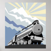 locomotieven voor stoomtreinen die op de bergen ri poster (Voorkant)