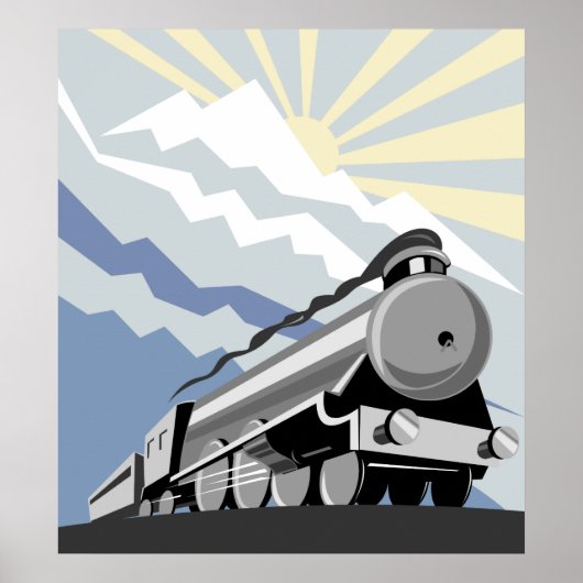 locomotieven voor stoomtreinen die op de bergen ri poster (Voorkant)