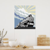 locomotieven voor stoomtreinen die op de bergen ri poster (Keuken)