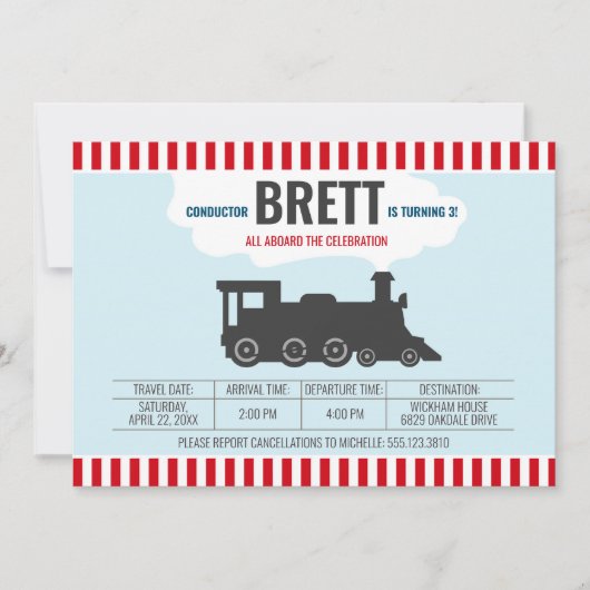 Locomotive Choo Train Birthday Invitation Kaart (Voorkant)