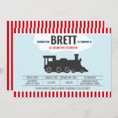 Locomotive Choo Train Birthday Invitation Kaart (Voorkant / Achterkant)