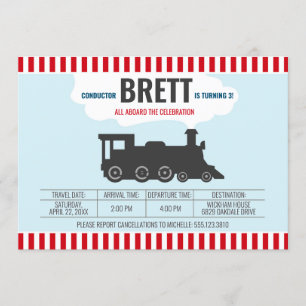 Locomotive Choo Train Birthday Invitation Kaart