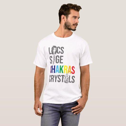 Locs Sage Chakras Crystals Black History Maand Afr T-shirt (Voorkant volledig)