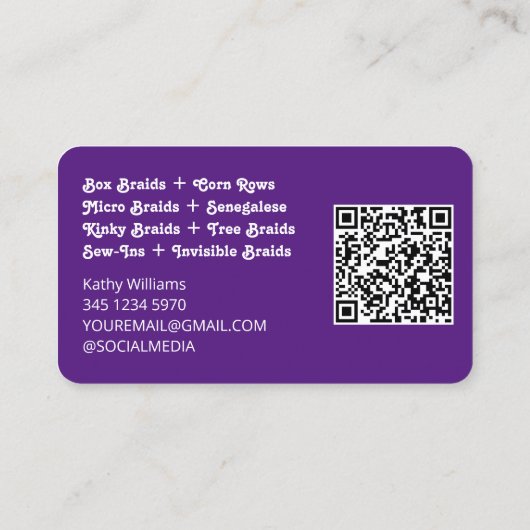 👩🦱 Loctician Custom QR Visitekaartje (Achterkant)