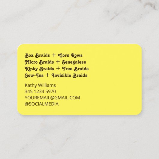 Loctician Dreadlocks Visitekaartje (Achterkant)