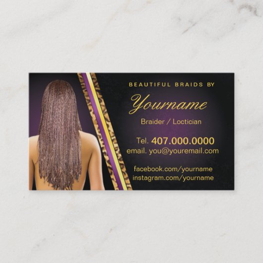 Loctician Hair Braider Salon Braids Visitekaartje (Voorkant)