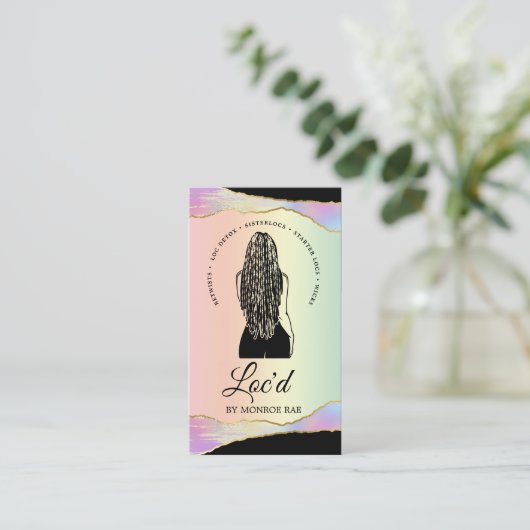 Loctitian & Loc Stylist Beauty Salon Rainbow Holo Visitekaartje (Staand voorkant)