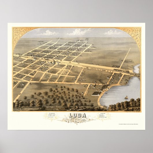 Loda, IL Panorama Map - 1869 Poster (Voorkant)
