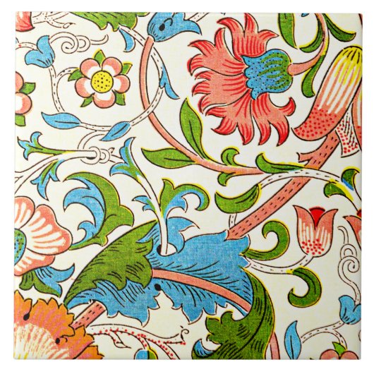 Lodden, een William Morris-patroon, keramische teg Tegeltje (Voorkant)