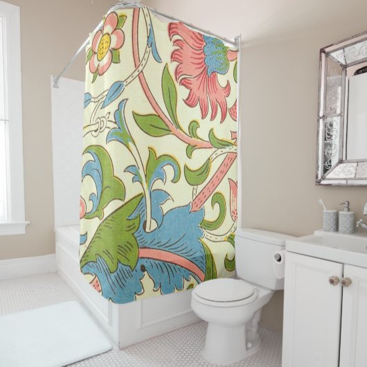Lodden Pattern (1884) van William Morris Douchegordijn (In situ)