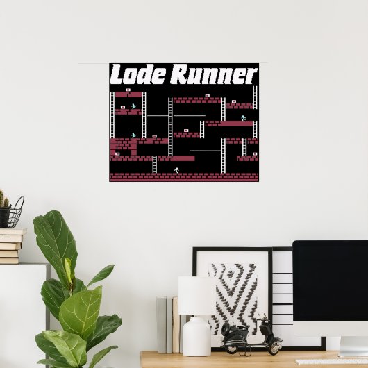Lode Runner Video Game retro-thema Poster (Thuiskantoor)