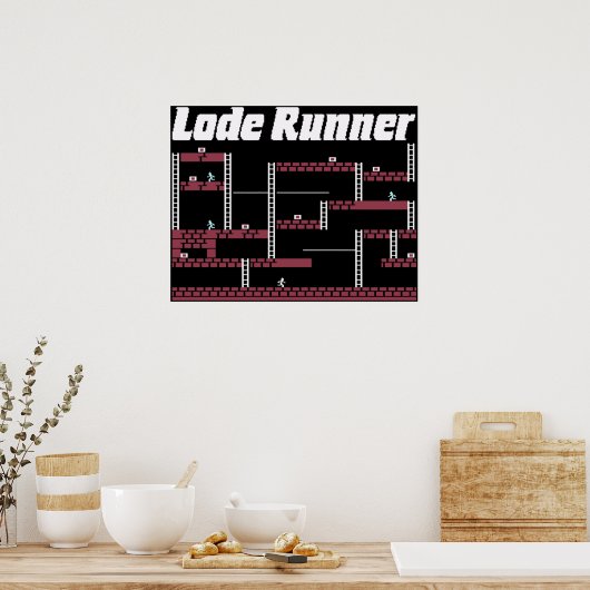 Lode Runner Video Game retro-thema Poster (Keuken)