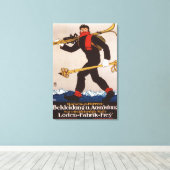Loden Ski Clothes Skiing Advertisement Poster Canvas Afdruk (Insitu (Houten vloer))