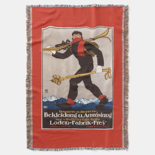 Loden Ski Clothes Skiing Advertisement Poster Deken (Voorkant Verticaal)