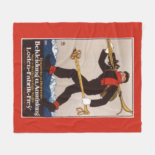 Loden Ski Clothes Skiing Advertisement Poster Fleece Deken (Voorkant (Horizontaal))