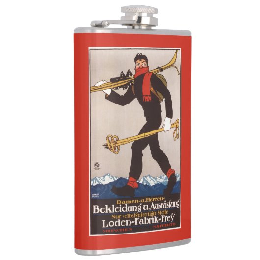 Loden Ski Clothes Skiing Advertisement Poster Heupfles (Rechts)