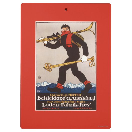 Loden Ski Clothes Skiing Advertisement Poster Klembord (Achterkant)