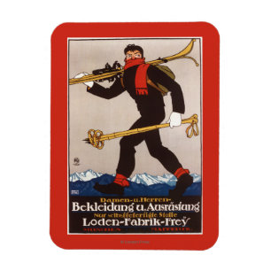 Loden Ski Clothes Skiing Advertisement Poster Magneet