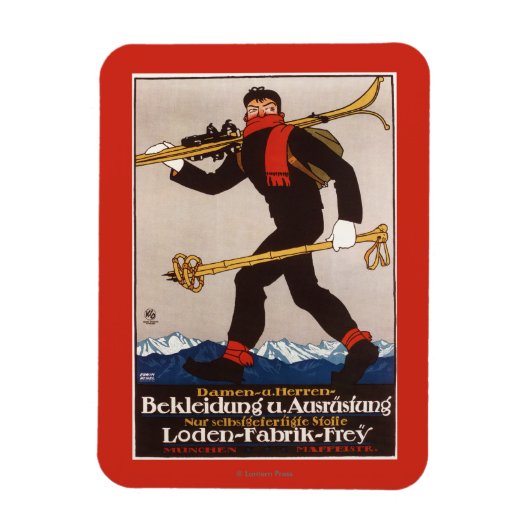 Loden Ski Clothes Skiing Advertisement Poster Magneet (Verticaal)