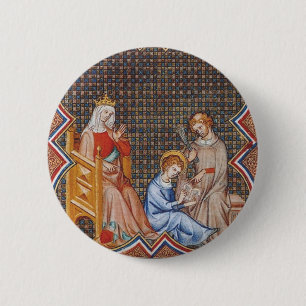 Lodewijk IX van Frankrijk Patroon van Koningen Kun Ronde Button 5,7 Cm