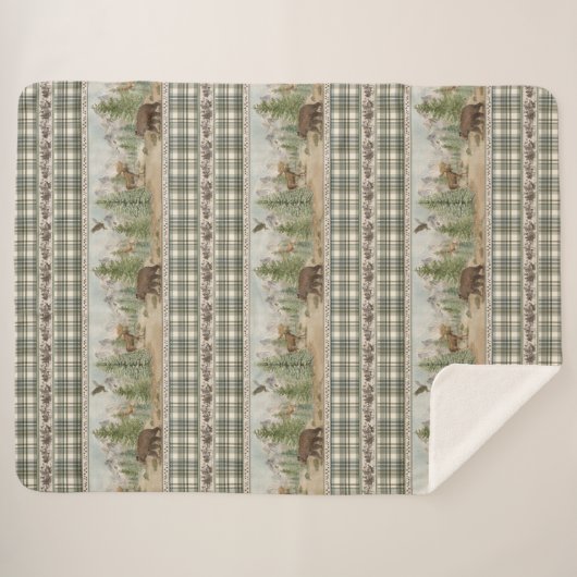 Lodge Bear Plaid Sherpa Deken (Voorkant (horizontaal))