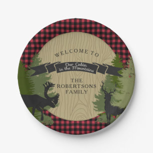Lodge Mountain Cabin Rustic Hunting Deer Antlers Papieren Bordje
