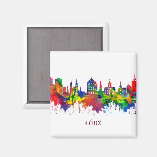 Lodz Poland Skyline Magneet (Voorkant / Achterkant)
