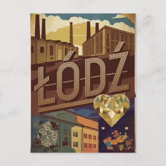 Lodz Polen vintage Briefkaart (Voorkant)