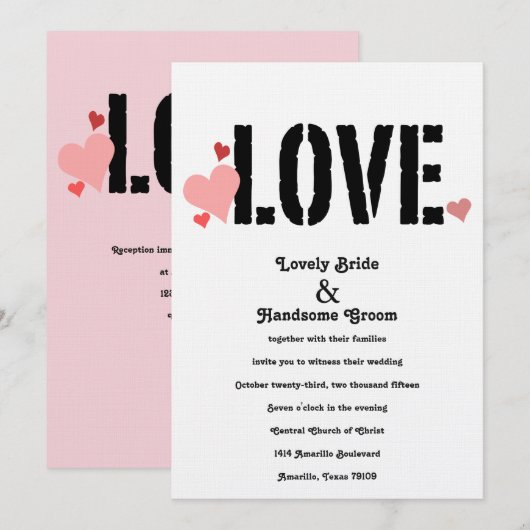 Loef in de roze zwarte tweeslachtige uitnodiging v (Voorkant / Achterkant)