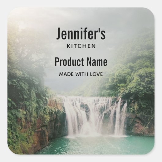 Loefwaterval in de bergen Forest Kitchen Vierkante Sticker (Voorkant)