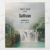 Loefwaterval in de bergen Forest Wine Making Wijn Etiket (Enkel label)