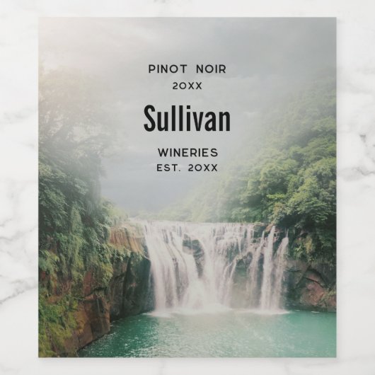 Loefwaterval in de bergen Forest Wine Making Wijn Etiket (Enkel label)