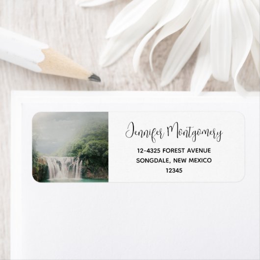 Loefwaterval in een bergbos etiket (Insitu)