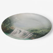 Loefwaterval in een bergbos papieren bordje (Gekanteld)